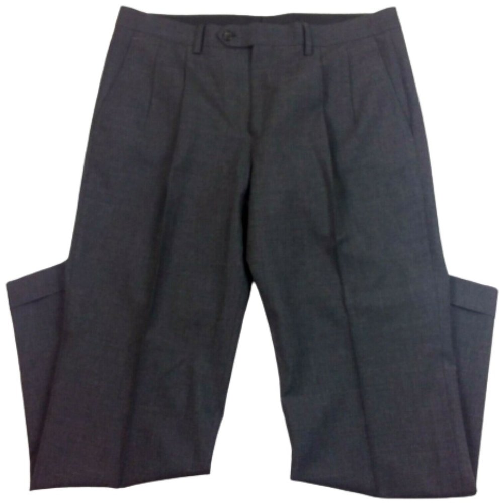 Lauren Ralph Lauren Dress Pants Pleated Front Straight Leg Cuffed Hems Gray Wool